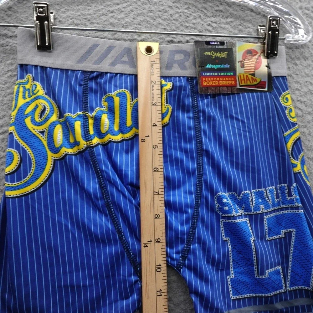 Aeropostale x The Sandlot Mens‎ Small Performance Boxer Briefs Blue Pinstripe L7